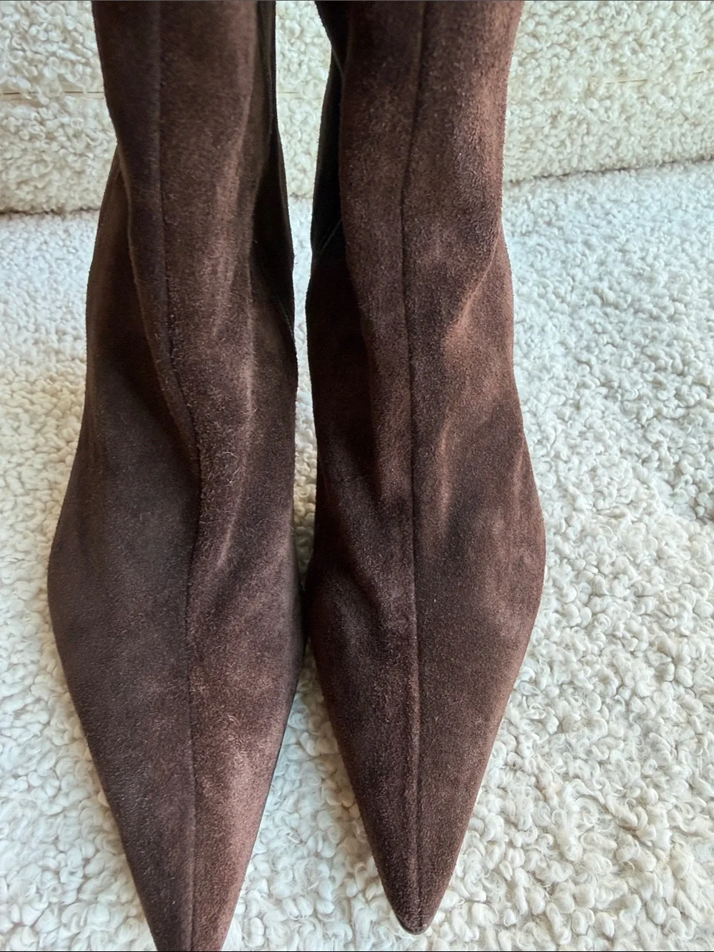 Over-the-Knee Brown Suede Pointed-Toe Stiletto Boots